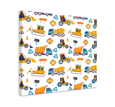 Construction Vehicle Fun nursery canvas - TenStickers