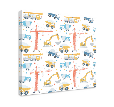 Pastel construction vehicles nursery canvas - TenStickers