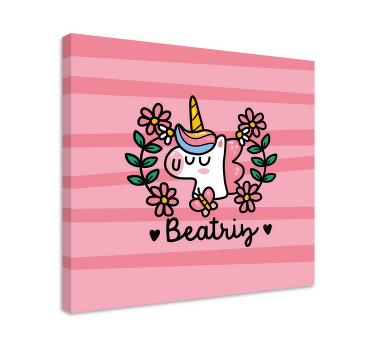 Cuadro personalizable Linda flor unicornio - TenVinilo