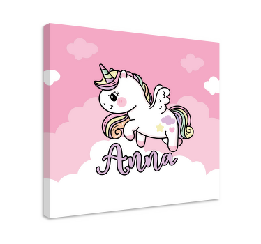 Vaaleanpunainen maaginen yksisarvinen canvas taulu omasta kuvasta - Tenstickers