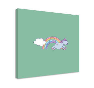 Tek boynuzlu at kanvas tablo neşeli tek boynuzlu at zıplıyor - TenStickers