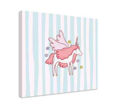 Unicorns with wings and flowers nursery canvas - TenStickers