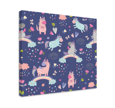 Cuadro infantil Morado con unicornios - TenVinilo