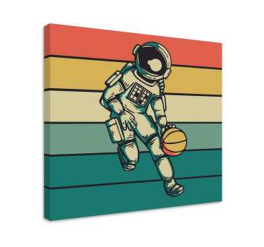 Cuadro para dormitorio Astronauta vintage jugando baloncesto - TenVinilo