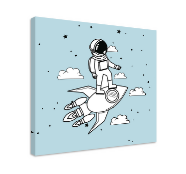 Raket astronaut och stjärnor moderncanvas tavla - Tenstickers