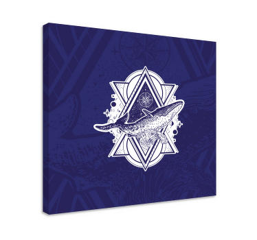 Cuadro vintage Brújula y ballena ilustración - TenVinilo