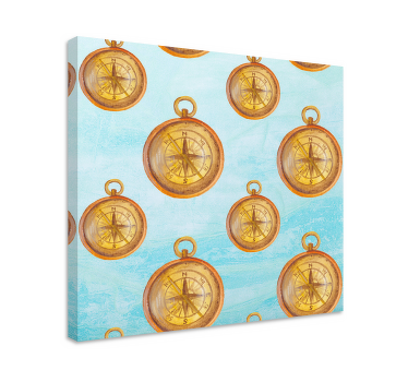 Rumeni vintage kompas na platnu - TenStickers