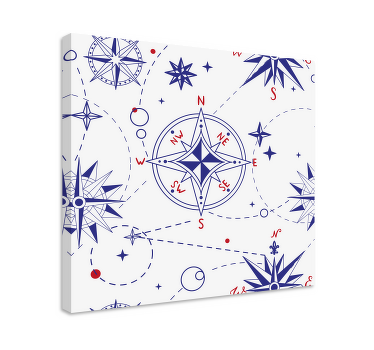 Tableau mer Boussole bleu marine et rouge - TenStickers