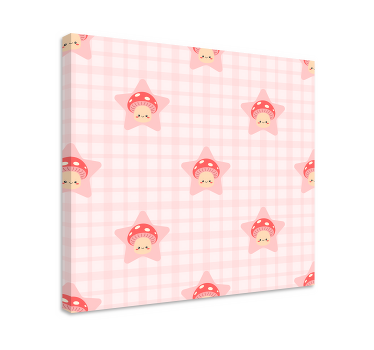 Quadro de plantas Padrão de cogumelos rosa fofos - TenStickers