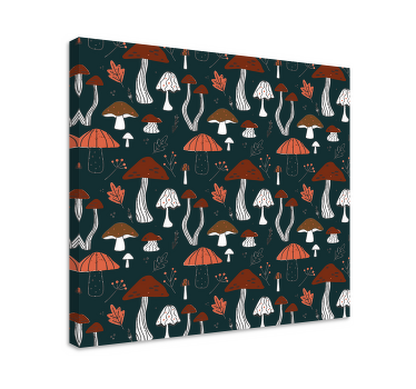 Blue mushroom pattern Plant canvas prints - TenStickers