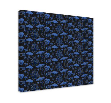 深蓝色蘑菇图案植物帆布版画 - TenStickers