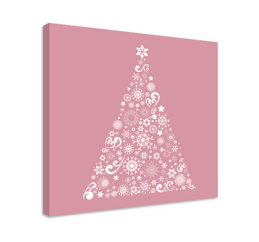 Leinwandbild Weihnachten Festlicher weihnachtsbaum auf rosa - TenStickers