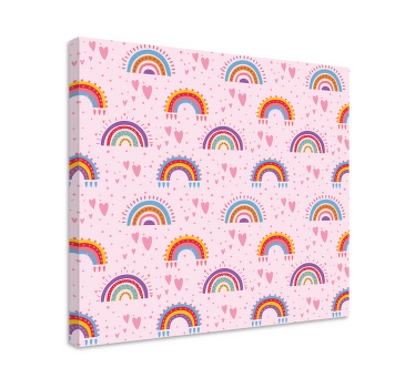 Cuadro infantil Puntos rosados y arcoiris de colores - TenVinilo