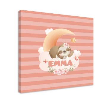 Söpöjä eläimiä laiskiainen nimellä canvas taulu omasta kuvasta - Tenstickers