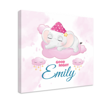 Pintura habitación bebé Lindo elefante para niña con nombre - TenVinilo