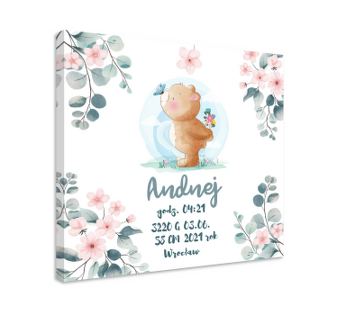 Personalizowany obraz niedźwiedź chłopiec informacje o narod - TenStickers