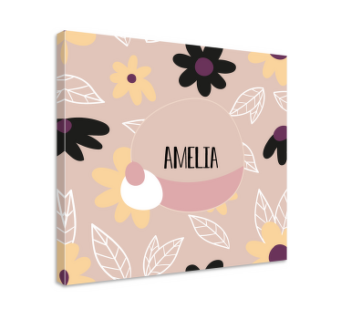 Cuadro personalizable Coloridas flores modernas con fondo beige - TenVinilo