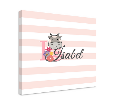 Cuadro personalizable Lindos animales vaca con nombre - TenVinilo