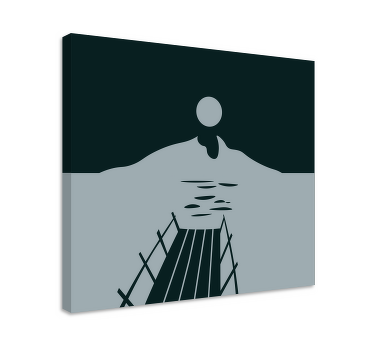 Cuadro moderno Muelle de madera a un lago con montañas - TenVinilo