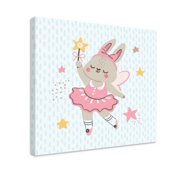 Tableau enfant Illustration de fée lapin avec des étoiles - TenStickers