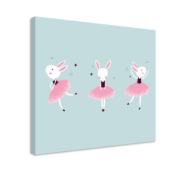 Quadro infantil Coelho bailarina em rosas - TenStickers
