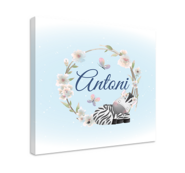 Zebra blomsterdesign baby lærredsbilleder - TenStickers