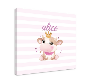Leinwandbild Kinderzimmer Süße kuh für mädchen mit Namen - TenStickers