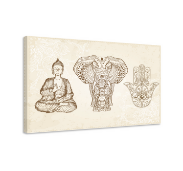 Buddha hamsa håndsymbol moderne lærred - TenStickers