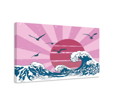 Det flotte lyserøde retro bølge retro lærred - TenStickers
