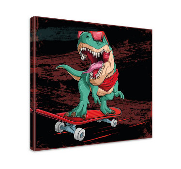 Cuadro vintage Patinaje dinosaurio verde - TenVinilo