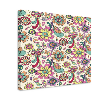 Colorful hippie floral pattern retro canvas - TenStickers