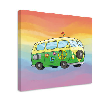 Farverig fredsvogn retro billede på lærred - TenStickers