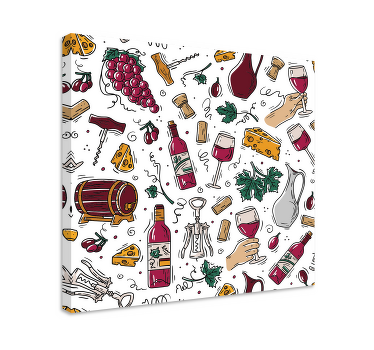 Druer, vin og ostestang lærredstryk - TenStickers