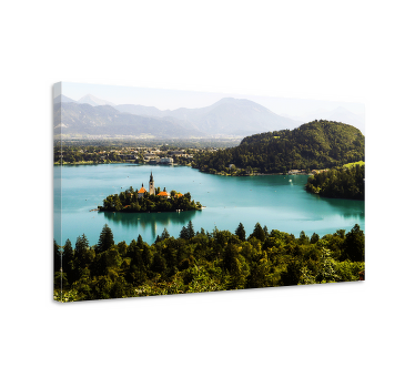 Tableau paysages île tranquille sur un lac - TenStickers