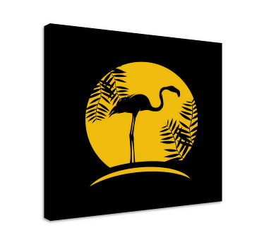 Tableau moderne Flamant noir avec lune - TenStickers