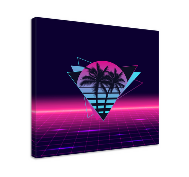Vaporwave stil palme retro lærred - TenStickers