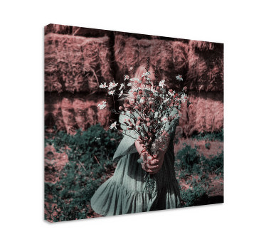 Quadro de paisage Menina com buquê de flores - TenStickers