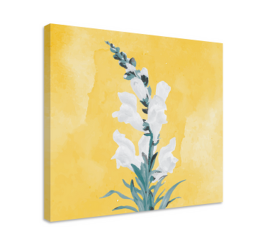 Tableau vintage Fleurs blanches sur fond jaune peint - TenStickers