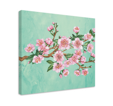 Quadro vintage Galho de árvore com flores rosa - TenStickers