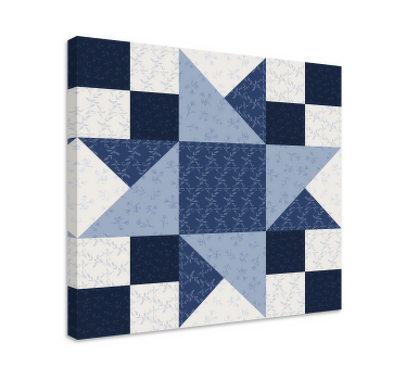 Lapptäcke blå stjärna design geometriskcanvas tavla - Tenstickers