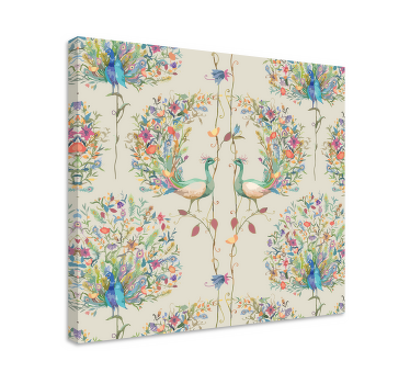 Eclectic-decor garden and birds abstract canvas - TenStickers