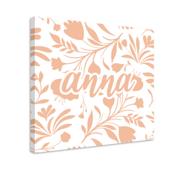Vaaleanpunainen vintage-lehtikuvio kasvi canvas - Tenstickers
