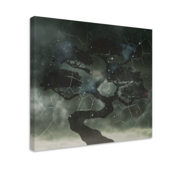 Natthimlen i orientalisk stil landskap canvas - Tenstickers