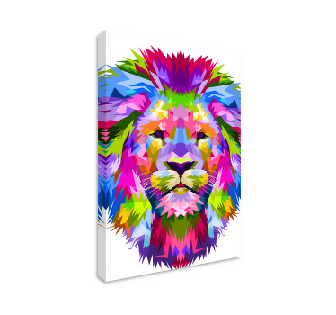狮子生动的色彩几何画布 - TenStickers
