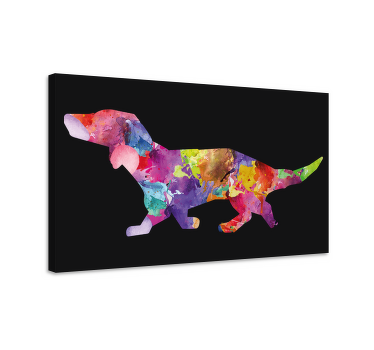 黑色现代画布上的彩色狗画 - TenStickers