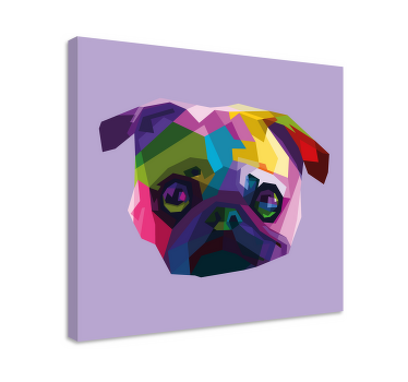 Geometric-animale pug câine imprimeuri pe pânză - TenStickers