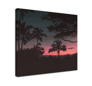 Cuadro paisajes árboles cielo rosa atardecer - TenVinilo