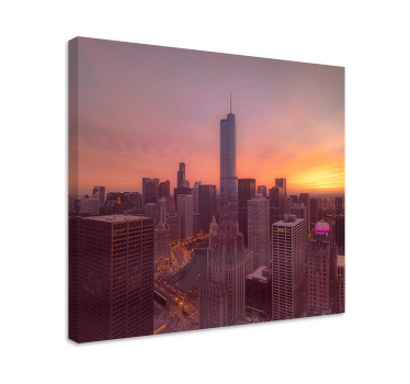 Chicago skyline sunset cityscape wall art - TenStickers