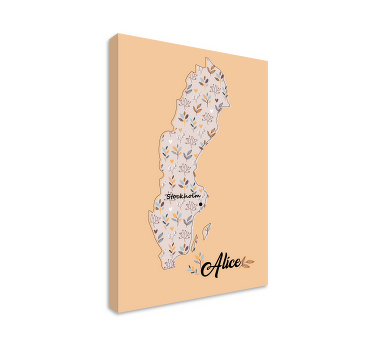 Personlig barnkarta över sverige canvas - Tenstickers