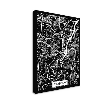 Zwart wit canvas schilderij Glasgow kaart - TenStickers